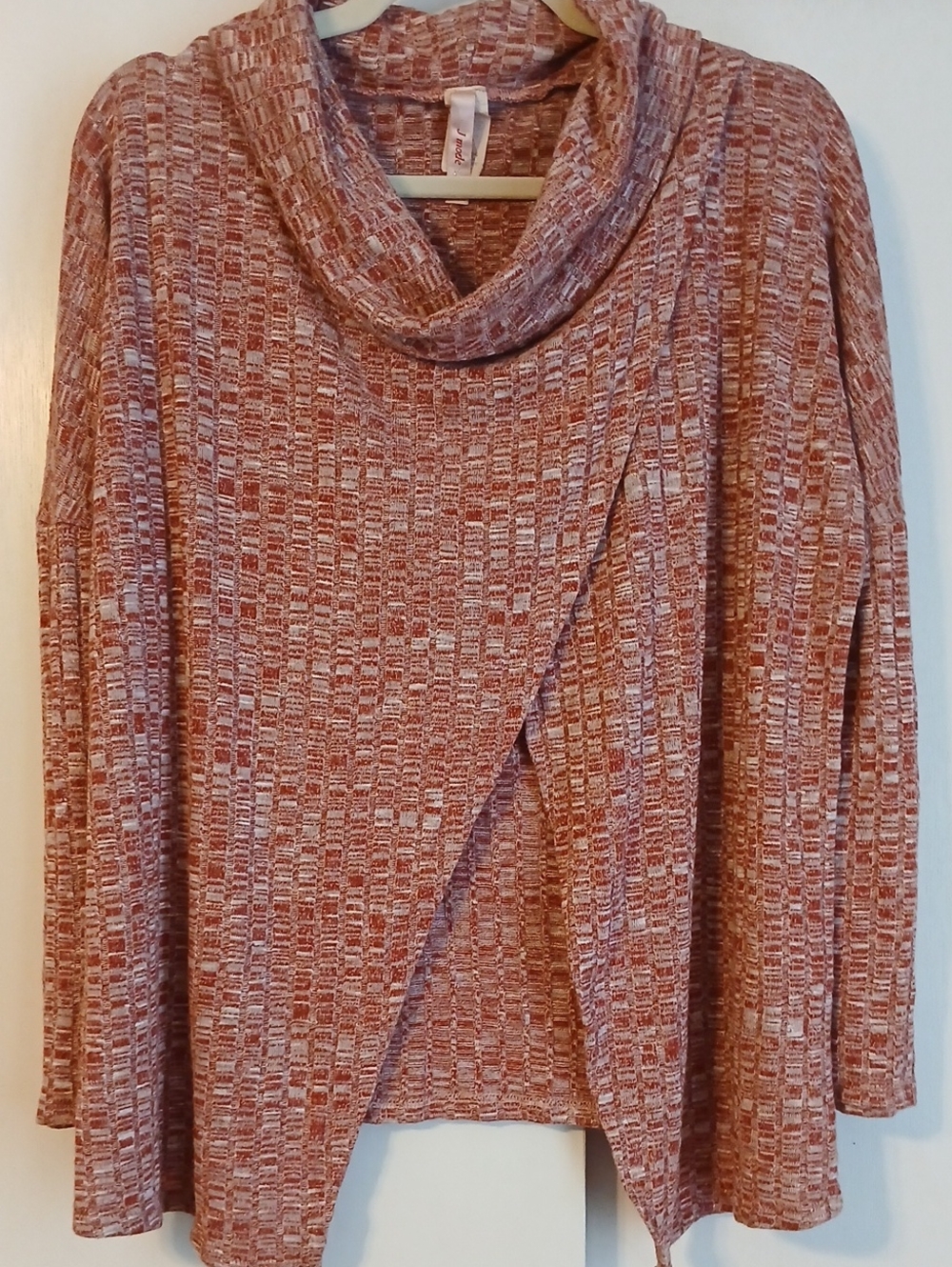 J Mode Rust Mélange Cowl Neck Wrap Sweater in Size 2X